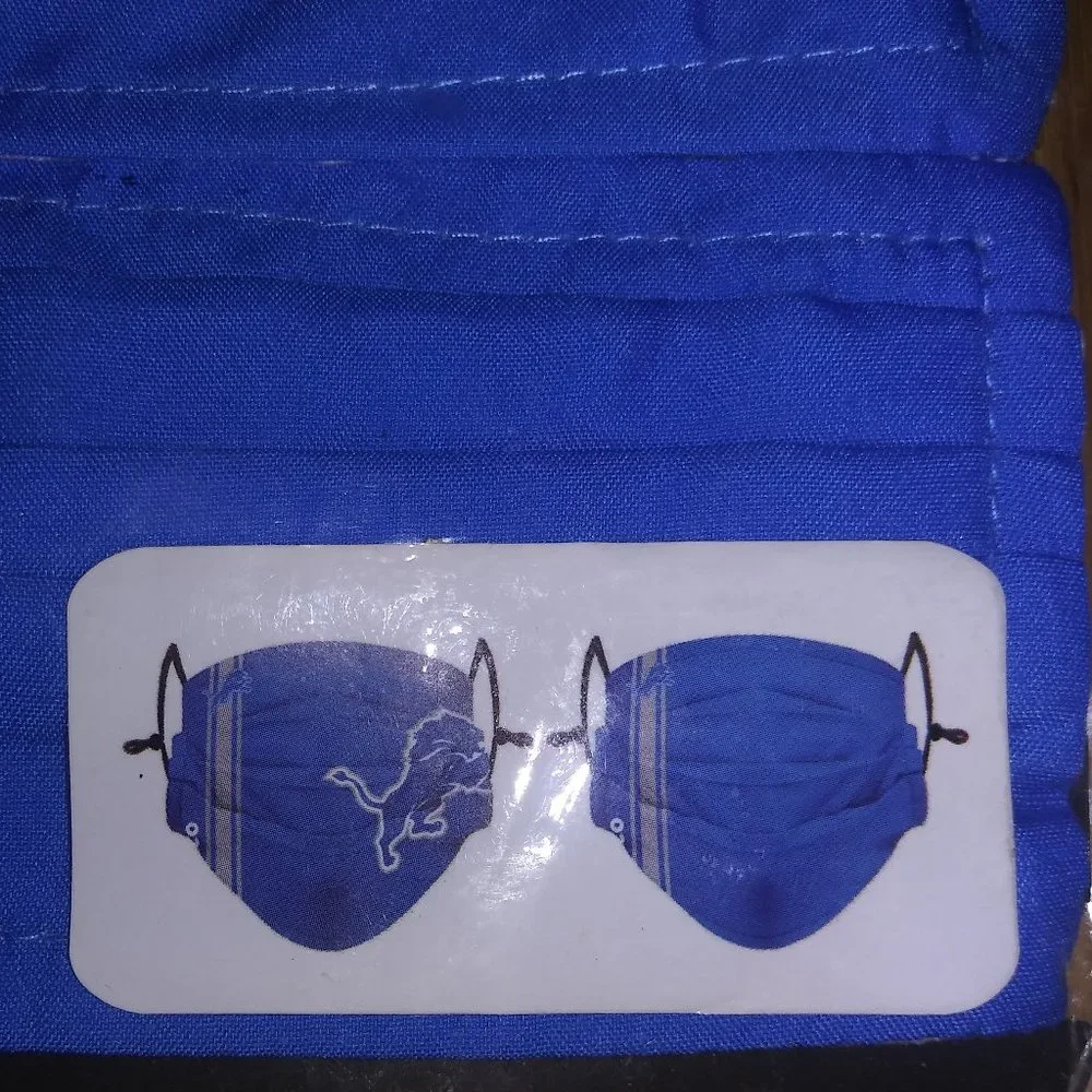 Detroit Lions NFL Gameday Youth Adjustable Face Mask 2 Pack Sealed NEW FOCO